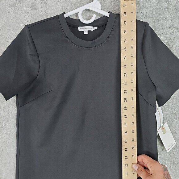 Good American Shift Dress Womens 0 Black Scuba Neoprene Shoulder Pads Mini NWT - Picture 6 of 8